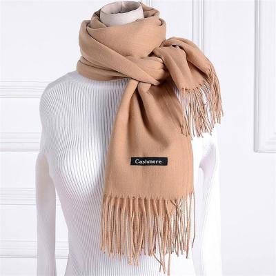 China Decorative& custom made pure winter pashmina cashmere scarf tassel warm warm shawl women for sale