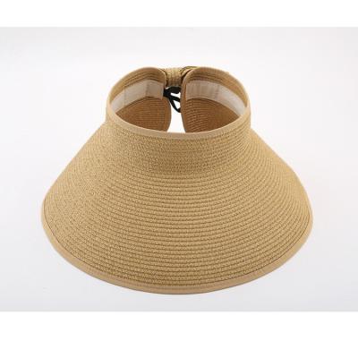 China Customized Logo Straw Paper Folding Logo Sun Visor Summer Hats Women for sale