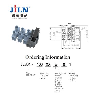 China Wholesales 7.62mm Pitch Straight Terminal Block Connector Female Green Power Through Terminal Block Connector JL801-10.0 for sale