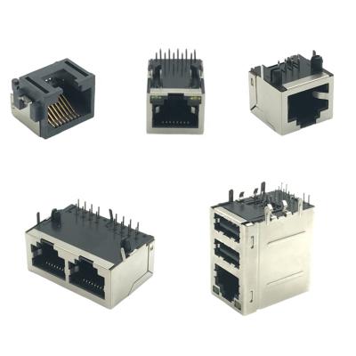 China RJ45 Multi Port Automotive Ethernet With LED Internet rj 45 Connector for sale