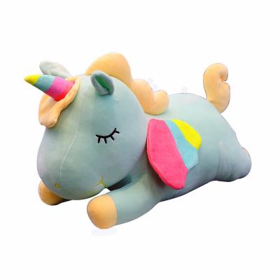 China Unicorn Plush Pillow Toy Rainbow Flying Horse Pillow Stuffed Plush Comforter Toy/Decoration/Gift/Promotional Gift for sale