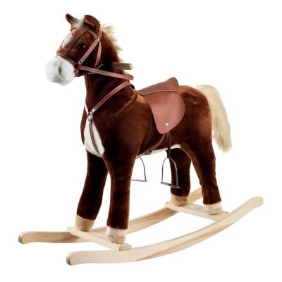 China Ride On Toy Soft Kids Rocking Horse With Sound Pink Plush Rocking Horse Toy for sale