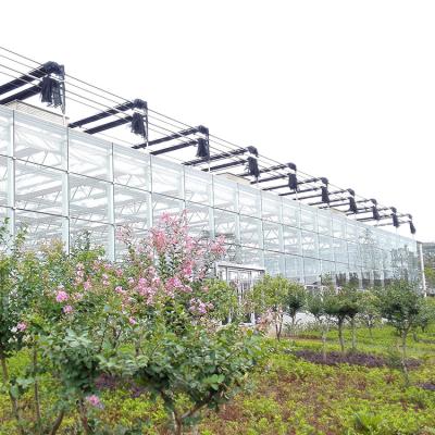 China Glass Galvanized Steel Frame Glass Greenhouse For Seeding Nursery for sale