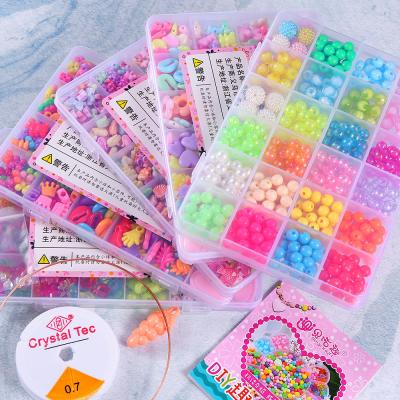 China Viable DIY Necklace Bracelet Beaded Making Toy Set Acrylic Beads Handmade Material Educational Use Beads for sale