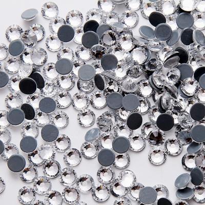 China Flatback Hot Fix Crystals DMC Flatback Hotfix Clear Rhinestones Round Glass Gems Stones for sale