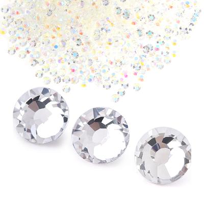 China 100,000pcs/bag Round Flatback 100,000pcs/bag High Quality Crystal Transparent Clear AB 3D Rhinestones Back Flat Non Hotfix Crystal for sale