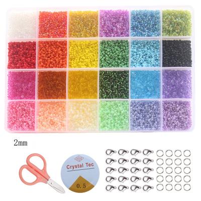 China Viable Glass Beads 24 Colors 2mm-3mm Loose Seed Beads Kit For Jewelry Making for sale