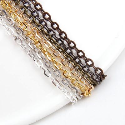 China Hot Selling Multi Size Iron Metal Gold Plated Link Chain Reticulation Flat Chain Chain For DIY Jewelry Making for sale