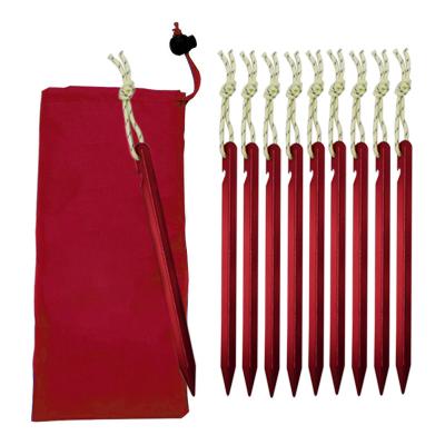 China Camouflage/Field Game 18cm Aluminument Tent Pegs Nails With Rope Stake Camping Hiking Equipment Tent Sand Ground Outdoor Moving Accessories for sale