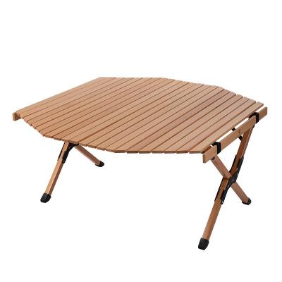 China Portable Outdoor Solid Wood Star Anise Omelette Garden Camping Folding Table Camping Picnic Table Table for sale