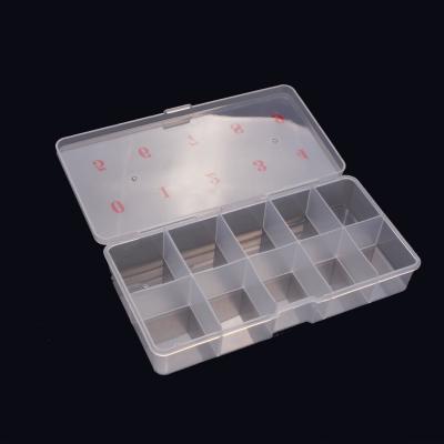 China Small Viable Adjustable Transparent Plastic 10-Cell Parts Storage Jewelry Tools Beads Storage Nail Manicure Box for sale