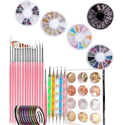 China Nail Brush Pen Set Dual Finished 5 Colors Crystal Beads for Handling Multifunctional Nails Dotting Wax Pen and Nail Set Brush for sale