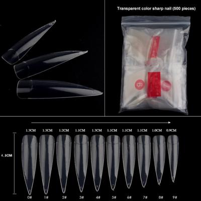 China High Quality Design 500 PCS Professional Transparent Coffin False Nail Tips Full Cover Artificial Finger Nails Supply Free Sample for sale