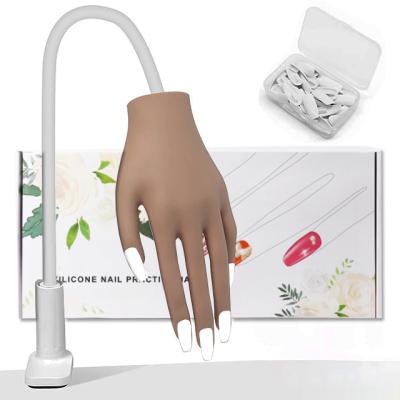 China 2022 Convenient New Silicone Finger Nail Practice Hand Training Model With 50pcs Replaceable Nails Tips for sale