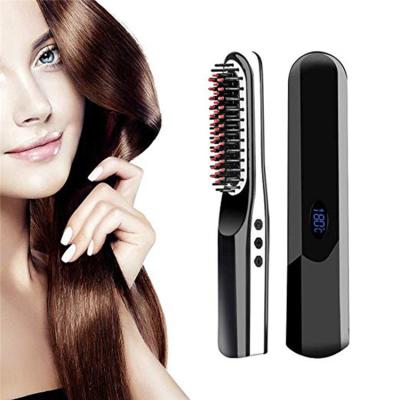 China Compact Hot Selling Heat Straightening Hair Brush Cordless USB Hair Brush Comb for sale