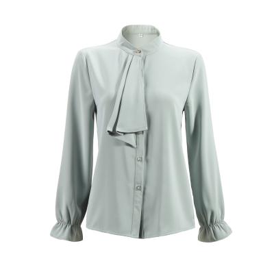 China Chiffon Shirt Women's Anti-pilling Spring And Top Women's Long Sleeve Workwear New Summer Style Ruffles Fashion Loose Women's Clothing for sale