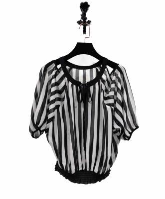 China Wholesale Anti-pilling Women's Clothing Guangzhou Clothing Factory Direct Female Striped Chiffon Top for sale