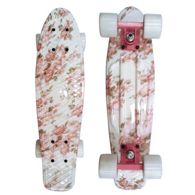 China 22 Inch Complete Mini Cruiser pp Plastic Floral Skateboard Retro Pattern Board Outdoor Sport PU Wheel Skate Board Longboard for sale