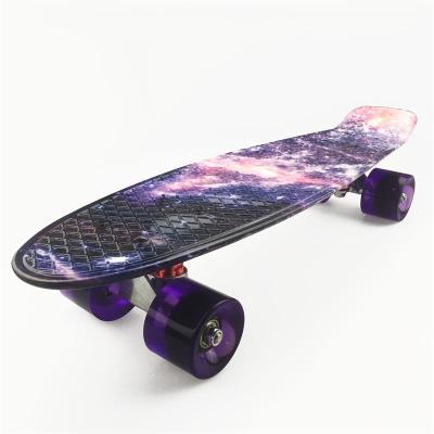 China Hot Sale Child Retro Mini Purple Galaxy Cruiser Plastic Fish Skateboard for sale