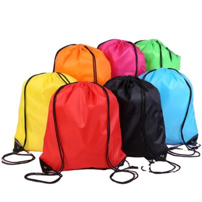 China Eco-friendly and economical factory logo promotional custom sports backpack polyester drawstring bag printing suction string bag for sale