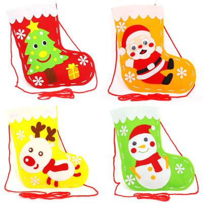 China 100% Eco-Friendly Christmas Decorations Santa Claus Socks Christmas Tree Pendants Christmas Stocking Small Gift Bags for sale