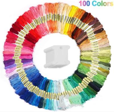 China China 100 Skeins Colors Embroidery Thread Cross Stitch Floss With Sewing Tool Kit for sale