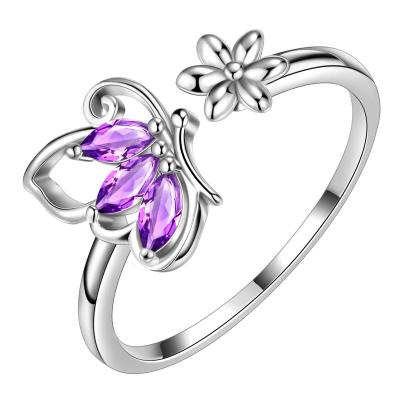 China 925 Sterling Silver Girls Ladies Women Jewelry Custom Tasty Luxury Fine Romantic Finger Butterfly Rings for sale