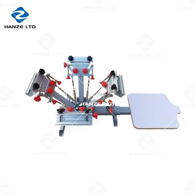 China Garment Shops 4 Color 1 Station Silk Screen Printing Press Machine With Micro Registration for sale