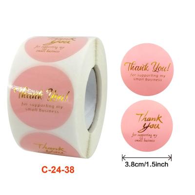 China Unkgo 500pcs Amazon High Sales Adhesive Hot Sales Rolls Of Stickers Round Rose Gold Stamping Handmade Self Adhesive Label Thank You Sealing Sticker for sale