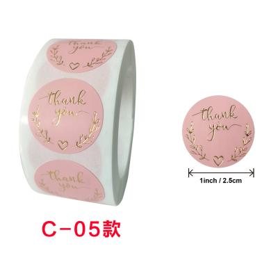 China Unkgo Foreign Trade Adhesive Wholesale Customized 500pcs Rolls Thank You Pink Round Stickers Baking Decoration Handmade Labels for sale