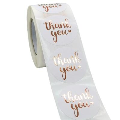 China Unkgo 500pcs Amazon High Adhesive Hot Sales Rolls 3.8cm Roll Hot Stamping Thank You For Buying Stickers Commercial Decorative Label for sale