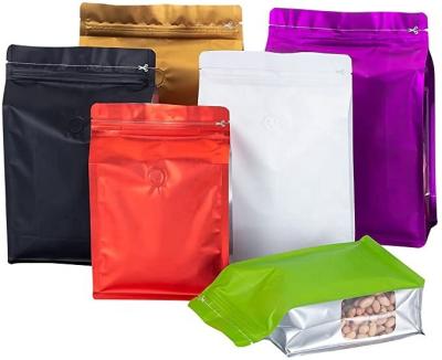 China BIODEGRADABLE mylar stand up pouches zip lock flat bottom coffee bags with valve bag for sale