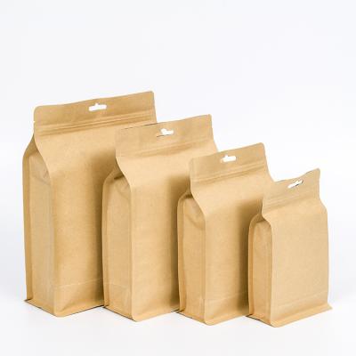 China Recyclable 8 Side Foil Lined Brown Kraft Paper Bag For Food for sale