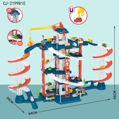 China Educational Construction Toys City Car Building Single And Double Slide Track Parking Lot for sale