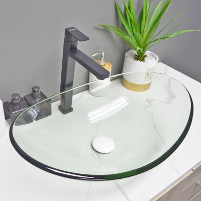 China Easy Clean Modern Stylish Clear Tempered Glass Wash Basin Round Shape Bathroom Sinks Counter Top Wash Basin in Hotel for sale