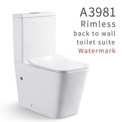 China Double-Flow Watermark Toilet Room Rimless Square Bathroom Porcelain Toilet A3981 for sale