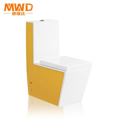 China Double-flow yellow side color toilet bag one piece toilet bowl for sale