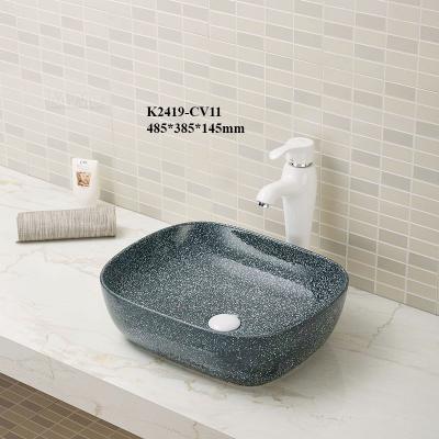 China Modern Countertop Black Matt Black Bathroom Sink Ceramic Hand Wash Sink for sale