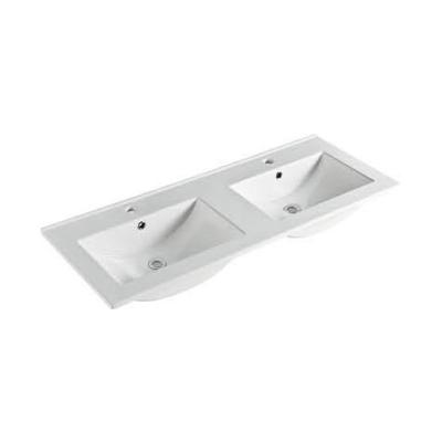 China Rectangular Ceramic Wash Basin Basin Bathroom KD9120BB/KD9120EE Double Edge Easy Clean Slim Double Basin for sale