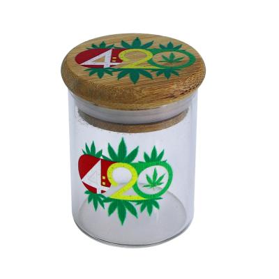 China Freshness Preservation Wholesale Portable Custom Logo Herb Bamboo Glass Jar With Lid for sale