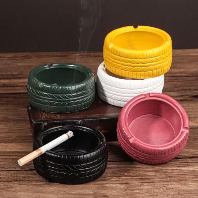 China Smoking Acessories Like Tire Shape Auto Tire Ashtray Round Shape Colored Cigar Ashtrays for sale