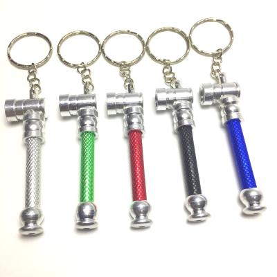 China Novelty Direct Selling Hang Tag Key Chian Metal Tobacco Pipe Mini Smoking Pipe for sale