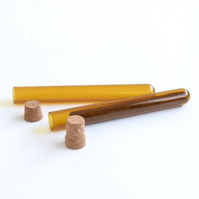 China CLASSIC Customs Service Clear / Brown Cigar Glass Tube With Cork Stoppers Seal Tubes 15/20/25*150 for sale