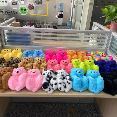 China Teddy Bear Comfortable Plush Slipper Valentine's Gift Indoor Adult Teddy Bear Slipper for sale