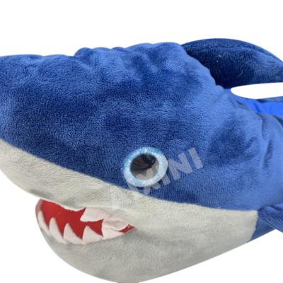 China Lightest Warmest Plush Animal Slipper Kids Bedroom Slippers Shark Bedroom Slippers Plush Custom for sale