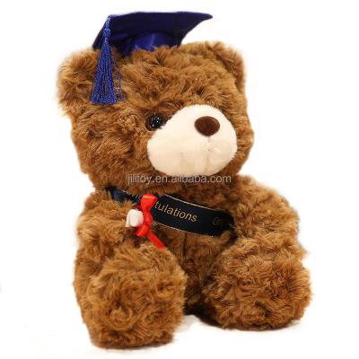 China Eco-Friendly Plush Toy Stuffed Animal Graduation Bear Teddy Pillow Toys Bear Material 9Inch 11inch Brown for sale