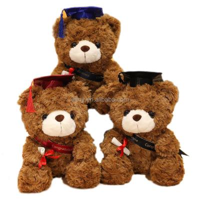 China Eco-Friendly Plush Toy Stuffed Animal Graduation Bear Teddy Pillow Toys Bear Material 9Inch 11inch Brown for sale