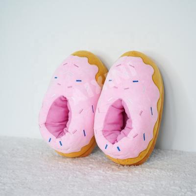 China 2022 New Arrival Donut Food Plush Slippers Pink White Housemaids Light Plush Slippers High White Custom for sale