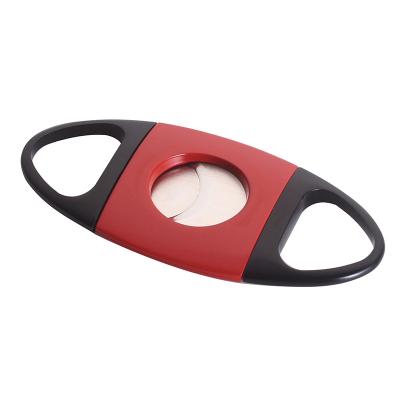 China Minimalist High Quality Stainless Steel Blade Cortador Zinc Alloy Red Cigar Cutter for sale