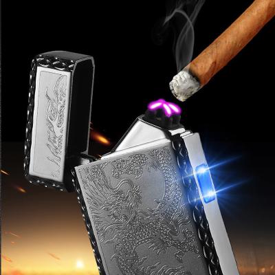 China New Design Rechargeable Plasma Arc Pulse USB Encendedor Outdoor Camping Electric Cigar Lighter for sale